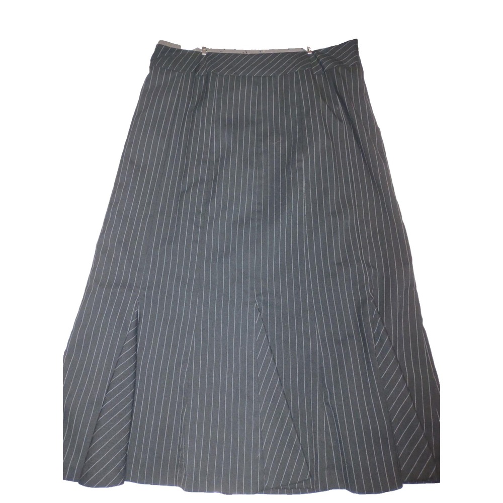 Apostrophe Stretch Womens Black‎ Pinstripe Godet Flared Midi Skirt Size 12